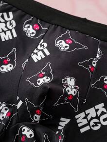 HELLO KITTY AND FRIENDS | SHEIN 男士時尚卡通印花四角內褲 - 黑色 - 查看 4