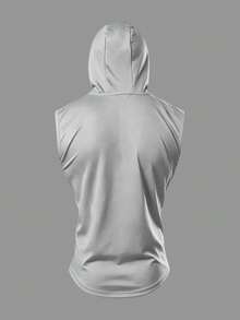 SUPERMAN X SHEIN Men's Letter Print Hooded Sports Tank Top - Light Grey - View 2