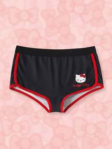 HELLO KITTY AND FRIENDS | SHEIN Celana Pendek Kasual Wanita Motif Kartun Lucu dengan Warna Kontras - Hitam - View 1