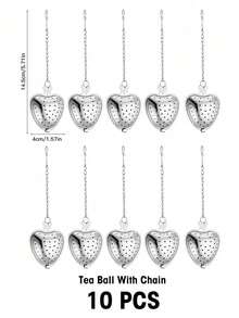 1/2/5/10 Pieces, 14cm * 4 Cm, Stainless Steel Tea Infuser; Black Tea And Flower Tea Strainer; Heart-Shaped Handle Tea Filter/Strainer. - Silver - View 18