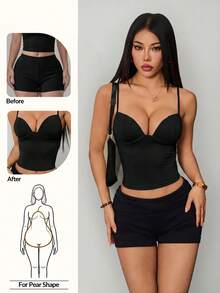 Vivamere Longline Corset Bustier Tank Top With Underwire Support And Adjustable Straps - Black - View 11