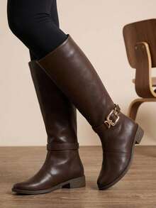 Women Mid-Calf Boots - Brown - View 1