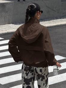 Muchica Jaket Pelindung Matahari Tenun Wanita, Musim Semi/Panas, Warna Cokelat untuk Musim Gugur/Dingin - Coklat - View 3