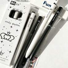 8pcs Shining Crown Rotating Twist Gel Pen, INS Style , 0.5mm Quick Dry Black Ink, Student Writing & Exam Pen - multicolor - View 5