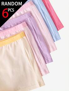 SHEIN 6条装女童可爱卡通像素熊、美人鱼、独角兽、火烈鸟印花随机款透气纯棉三角裤，四季皆宜 - 彩色 - 查看 3