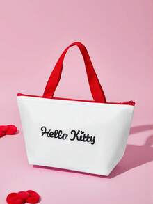 HELLO KITTY AND FRIENDS | SHEIN 蝴蝶結卡通臉印花保溫午餐手提袋，大容量保溫冷藏袋，適合女生學生，便攜手提包，適用日常通勤、野餐食物儲存 - 白紅 - 查看 5