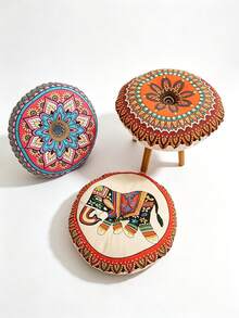 1 Buah Bantal Lantai Bulat Bohemian, Bantal Lempar Rajut Tahan Pudar dengan Isian Poliester, Penutup Jahitan, Bantalan Sofa Sepanjang Musim untuk Dewasa, Penopang Tidur Multi-Posisi, Hanya Boleh Dicuci Kering - MultiWarna - View 5