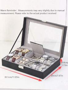 Multifunctional Desktop Watch Storage Box For Men Women Mechanical Watch Organizer, Black Watch Case, Dustproof, Waterproof, Scratchproof, Suitable For Collecting And Displaying Watches, Rings, Earrings, Necklaces - Multicolor - View 2