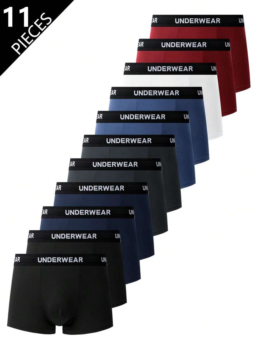 Provexi Provexi 11 piezas/Set de calzoncillos bóxer de unicolor para hombre con cintura con letras - Multicolor - Ver 1