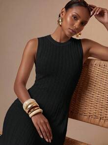 Zivah Women's Solid Color Casual Daily Knit Dress - Black - View 6