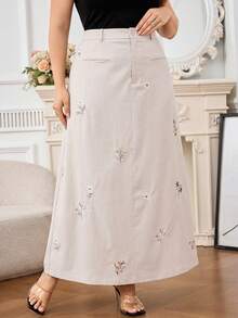 Modelyn 大尺碼時尚度假刺繡鈕扣長裙街頭風 - 彩色 - 查看 5