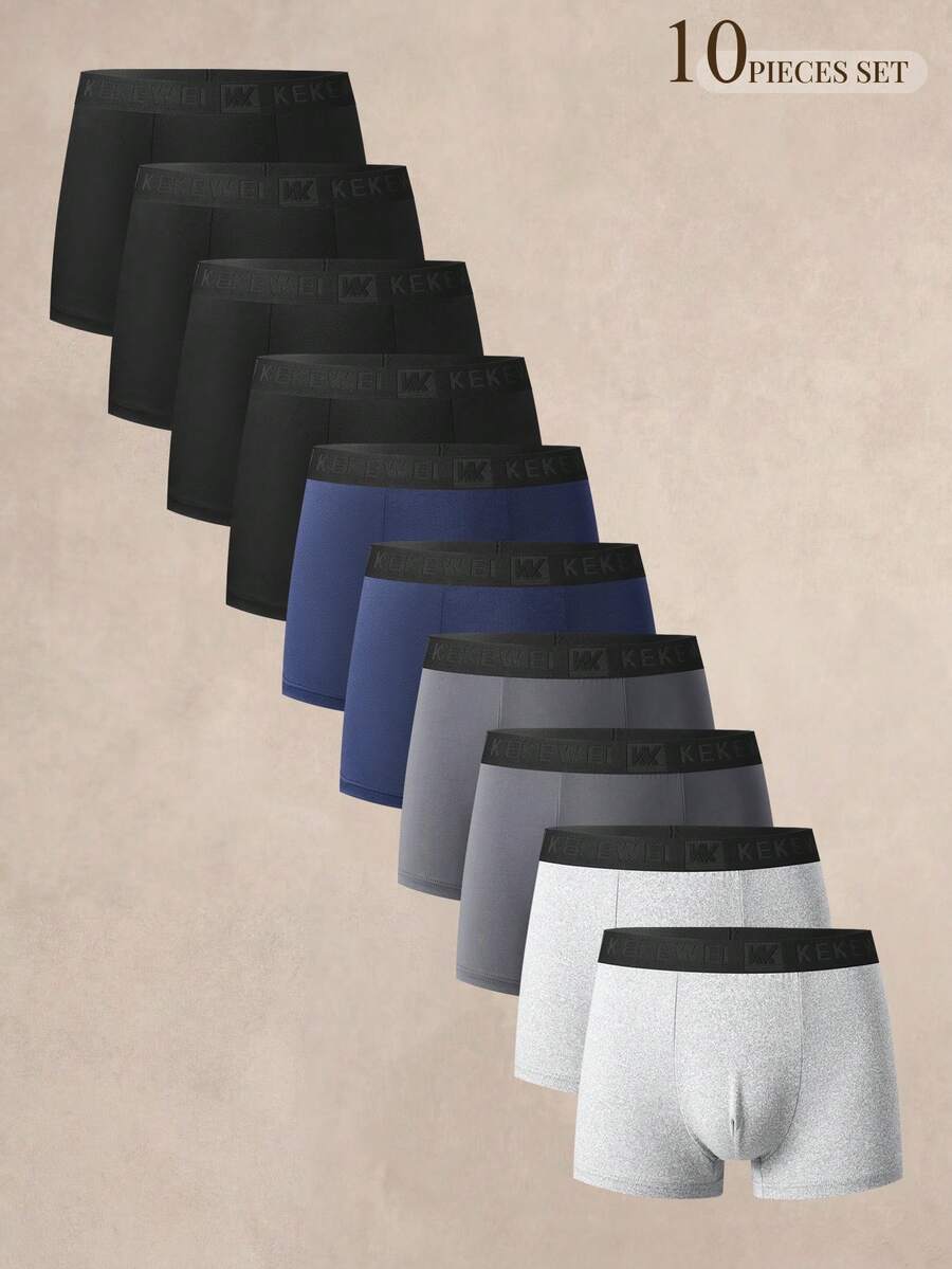 EverLounge 10pcs Men's Colorblock Casual Daily Boxer Briefs - Multicolor - View 1