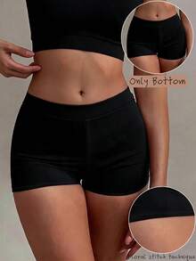 YARNWELL Women's Black Square Cut Swim Shorts - Black - View 4