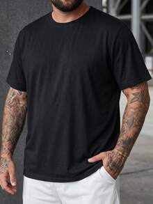 DRIVNCORE Men Plus Solid Round Neck Tee, Holiday - Black - View 4