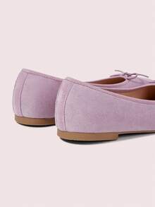 CUCCOO DOLLMOD Women's Light Purple Suede Ballet Flats, Bowknot Lace-Up Flat Shoes, Suitable For Casual Daily Wear Fall Shoes - Light purple - View 6
