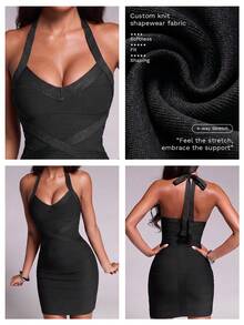 Nuvra Bandage Sexy Dress, Waist-Cinching Short Style, Height-Enhancing, Proportion-Flattering, Party Favorite - Black - View 5