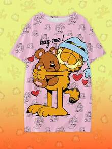 GARFIELD | SHEIN 大尺碼女款字母印花短袖休閒睡裙 - 紫色 - 查看 7