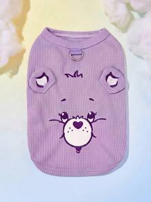 Care Bears X PETSIN 1pc Cute Embroidered Cartoon Pattern Thin Waffle Pet Vest, Cool & Breathable Casual Top For Cats And Dogs, Lightweight, Anti-Flea, Less Shedding, Heat-Resistant, Perfect For Indoor & Outdoor Play - Multicolor - View 2