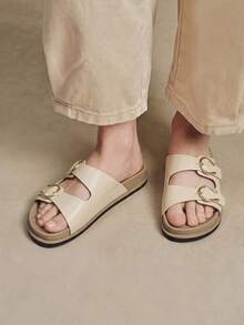 Solecia Women Shoes Spring Summer Fashion Khaki Comfort Flat Bottom Boken Beach Sandals - Khaki - View 4