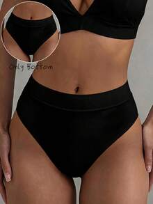 YARNWELL Women's Summer Beach Solid Color Casual Bikini Bottoms - Black - View 2