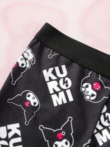 HELLO KITTY AND FRIENDS | SHEIN 男士時尚卡通印花四角內褲 - 黑色 - 查看 5