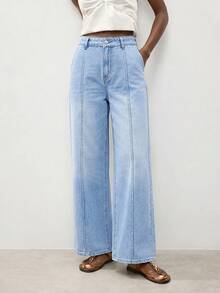 Maija Women's Casual Washed Straight Leg Jeans, Commuter, Summer, Party Daytime Everyday Holiday Student, Date, Versatile, Back-To-School, Light Blue - Blue - View 4