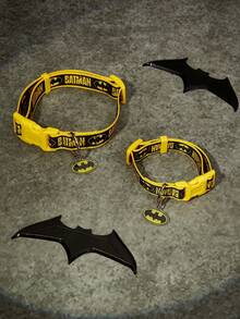 Batman X PETSIN 宠物印花项圈，宠物爱好者的理想之选 - 黑色 - 查看 3