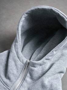 PAVTROS Men's Young Streetwear Casual Graphic Plus Size Zip-Up Hoodie Gym Grey Autumn - Light Grey - View 3