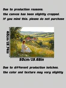 1pc Vintage Canvas Wall Art – Girl Reading In Peaceful Field, Floral Landscape Painting For Living Room Bedroom Dining Room, Unframed - multicolor - View 11