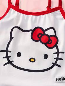 HELLO KITTY AND FRIENDS | SHEIN Tween Girl Cartoon Print Camisole Bra Set - Red and White - View 5