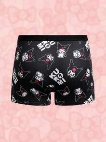 HELLO KITTY AND FRIENDS | SHEIN 男士時尚卡通印花四角內褲 - 黑色 - 查看 2