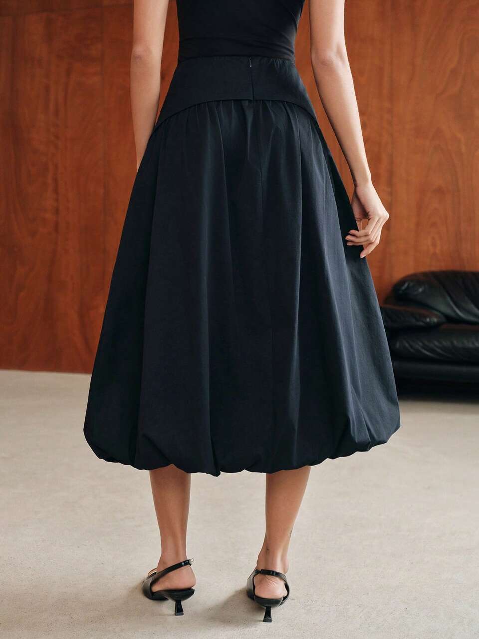 Anewsta Women's Solid Color Pleated Casual Versatile Daily Wear Skirt