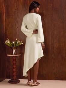 COSMINA Women's Casual Elegant Asymmetric Dress Wedding Dinner Bar Party Party Night Dinner Cream White Autumn Gothic Women's Clothes - Apricot - View 2