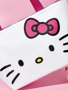 HELLO KITTY AND FRIENDS | SHEIN 蝴蝶結卡通臉印花保溫午餐手提袋，大容量保溫冷藏袋，適合女生學生，便攜手提包，適用日常通勤、野餐、食物儲存 - 白粉 - 查看 5