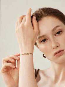 MOTF PREMIUM Bracelet Geometric Oval Color Diamond Women's Gold Simple Accessories European And American Jewelry - Gold - View 9