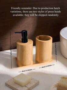 1PC /2PCS Bamboo Soap And Lotion Dispenser Bottle Bathroom Accessories Set, Bamboo Soap Dispenser Bottle Refillable Liquid Pump Bottle Great For Kitchen, Bath, Bathroom Accessories, Countertop - log color - View 11