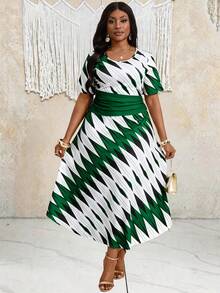 Villa Velisse Multicolored, Elegant, Plus-Size Dress. - Multicolor - View 3