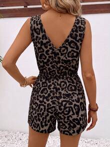 SHEIN Frenchy Women's Leopard Print Pocket Casual Daily Wear Romper - Multicolor - View 2