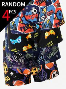 Set de 4 calzoncillos tipo bóxer de algodón con estampados de baloncesto, fútbol y control de juegos para niños preadolescentes - Multicolor - Ver 8