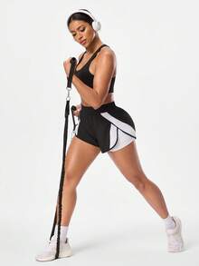 Easithlete Easithlete 女士夏季休闲运动拼接口袋撞色短裤 - 彩色 - 查看 4