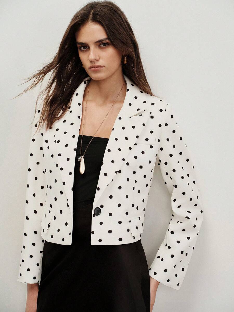 Aveloria Modichic French Black And White And Polka Dot Print Cropped ...