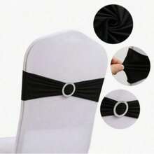 100pcs Elastic Chair Back Decorative Covers - Universal Elastic Chair Sashes With Sparkly Buckle Sliders, Suitable For Adorning Chair Backs For Birthdays, Weddings, Parties, Events, Hotels - Multicolor - View 19
