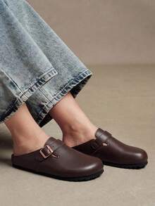 Solecia Hebilla de metal, Zapatos tipo mule retro para desplazamientos de diseño delgado - Lista Uno Marrón - Ver 4