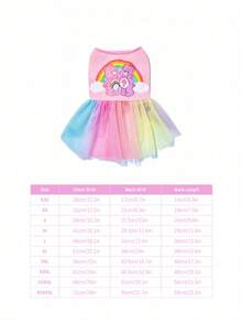 SHEIN X Care Bears 1 件卡通图案印花宠物蓬蓬裙，猫咪服装，狗狗服装，尺码 XXS-XXXXL，特小号，特大号，纱质裙摆，甜美可爱，分享熊，欢呼熊 - 粉色 - 查看 8
