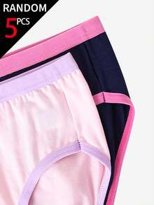 SHEIN 5件組女童幼兒內褲，四季日常穿著，多色卡通檸檬、酪梨、草莓、甜甜圈水果印花，可追溯高品質柔軟純棉，現代時尚舒適透氣親膚輕量耐穿，幼女內衣必需品套裝 - 彩色 - 查看 3