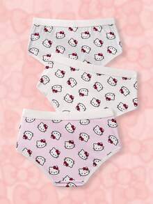 HELLO KITTY AND FRIENDS | SHEIN 女士卡通印花弹力腰休闲三角裤 - 白色 - 查看 2