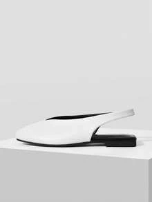 MOTF WOMEN'S NEW RETRO FASHION V-CUT SQUARE TOE FLAT SANDALS, BLACK AND WHITE VERSATILE CASUAL, LIGHT, COMFORTABLE, ELEGANT AND ADVANCED SHOES - Black and White - View 6