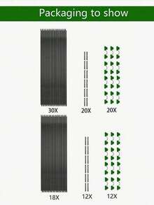 Set 18/30 Buah Penutup Pelindung Tanaman Hortikultura Fiberglass Hitam - Lengkungan Jaring Anti Burung dan Serangga - Penutup Pelindung Bunga dan Sayuran Rumah Kaca yang Tahan Lama dan Tahan Cuaca, Set Penopang Pelindung Burung dan Hewan Rumah Kaca, - MultiWarna - View 10