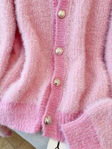 GlowEve Women's Casual Lace Trim Cardigan, Autumn/Winter - Baby Pink - View 3