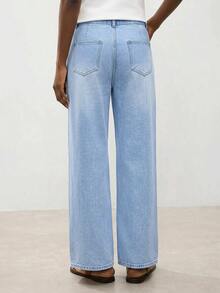 Maija Women's Casual Washed Straight Leg Jeans, Commuter, Summer, Party Daytime Everyday Holiday Student, Date, Versatile, Back-To-School, Light Blue - Blue - View 2